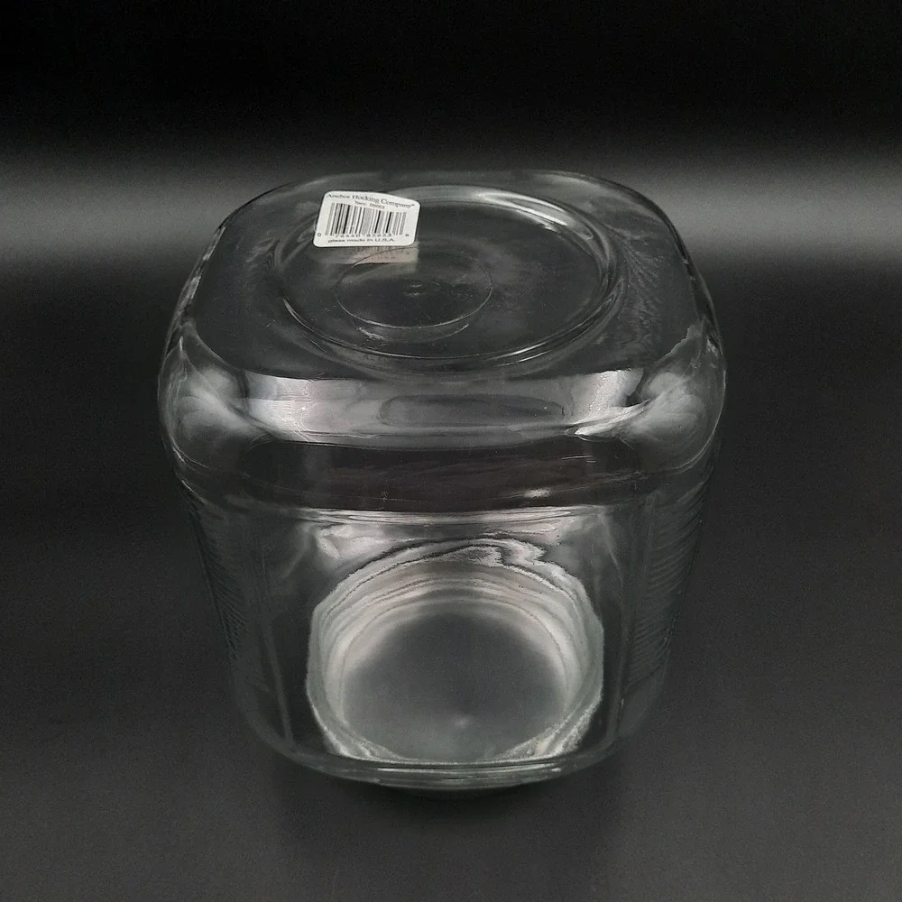 Clear Glass Canister Jar w/‎ Silver Metal Lid – Square Pantry Storage Container